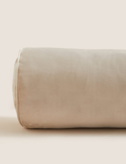 An Image of M&S Velvet Piped Bolster Cushion