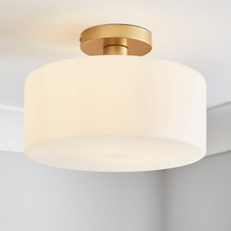 An Image of Amelie Opal Gold Glass Flush Ceiling Fitting Gold