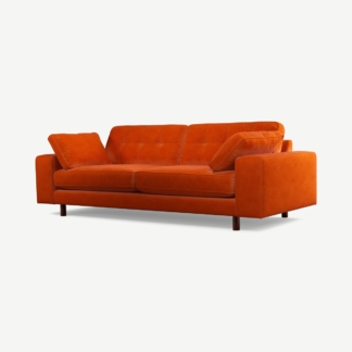 An Image of Content by Terence Conran Tobias, 3 Seater Sofa, Paprika Recycled Velvet with Dark Wood Legs