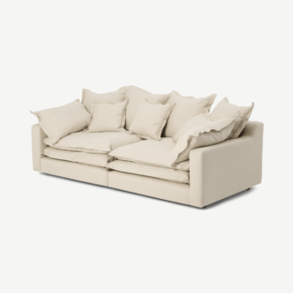 An Image of Calendre 3 Seater Sofa, Natural Brushed Cotton