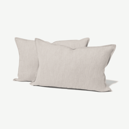 An Image of Elena Set of 2 Polyester & Linen Blend Cushions, 40 x 60cm, Natural