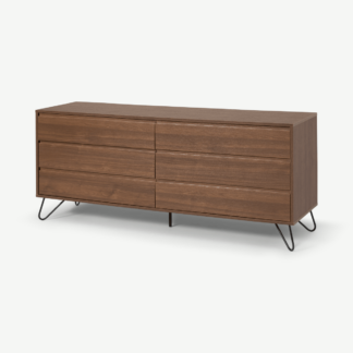 An Image of Elona Wide Chest of Drawers, Walnut Effect & Black