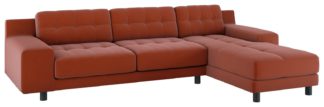 An Image of Habitat Hendricks Left Corner Velvet Chaise - Orange