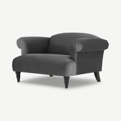 An Image of Claudia Loveseat, Dark Grey Recycled Velvet