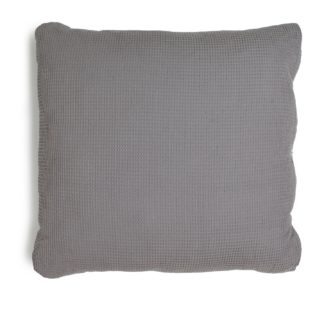 An Image of Habitat Waffle Patterned Cushion - Charcoal - 59x59cm