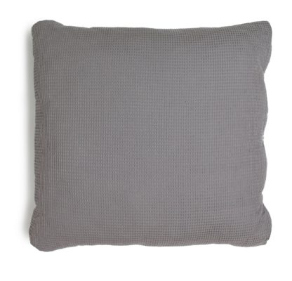 An Image of Habitat Waffle Patterned Cushion - Charcoal - 59x59cm