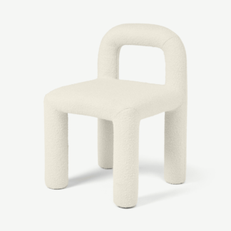 An Image of Cyla Dining Chair, Whitewash Boucle