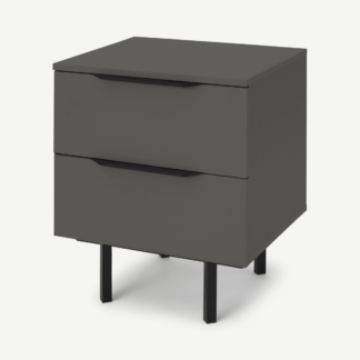 An Image of Damien Bedside Table, Grey & Black