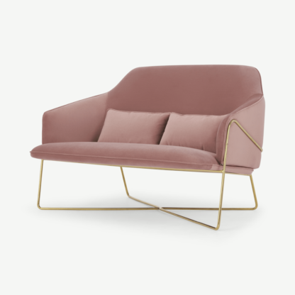 911b9eb634d680b961fe206ee98019cd5e32eb3c9599ee4e36563c42f976c1da.png An Image of Stanley 2 Seater Sofa, Soft Pink Recycled Velvet