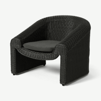 An Image of Shona Statement Garden Chair, Black Polyrattan