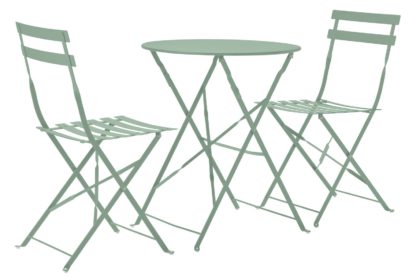 An Image of Argos Home Eve Folding 2 Seater Metal Bistro Set - Sage