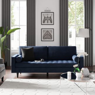 An Image of Alfie Velvet 3 Seater Sofa Luxe Navy