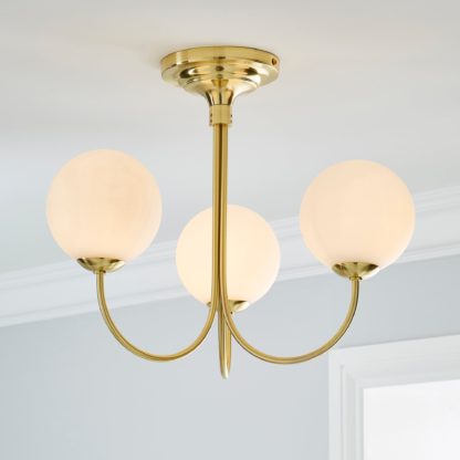 An Image of Gigi Semi Flush White Ceiling Fitting Gold