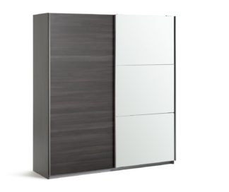 An Image of Habitat Holsted 2 Door Mirror Sliding Wardrobe - Black Brown