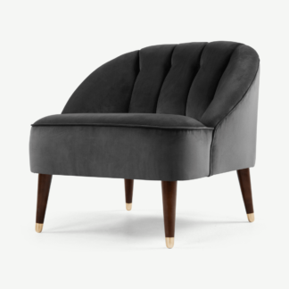 An Image of Margot Accent Armchair, Dark Grey Recycled Velvet