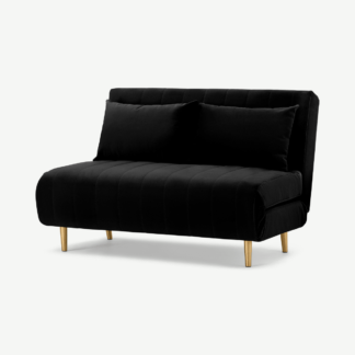 An Image of Bessie Small Sofa Bed, Solar Black Recycled Velvet