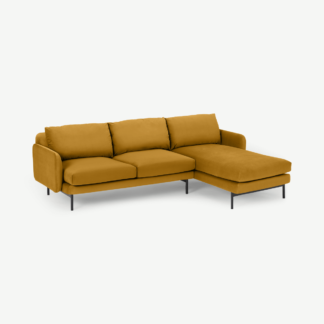 An Image of Miro Right Hand Facing Chaise End Corner Sofa, Vintage Ochre Recycled Velvet