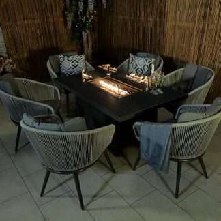 An Image of Aspen Fire Pit Dining Set Grey