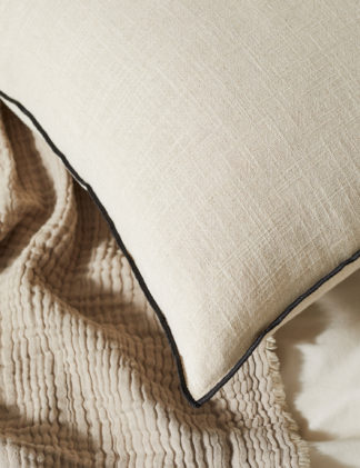 An Image of M&S X Fired Earth Paris Collection Linen Blend Cushion