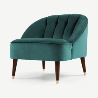An Image of Margot Accent Armchair, Teal Recycled Velvet
