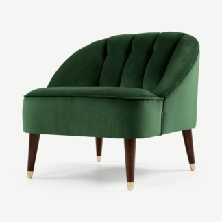 An Image of Margot Accent Armchair, Forest Green Recycled Velvet