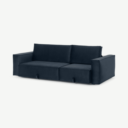 An Image of Carlo Extending Platform Sofa Bed, Oxford Blue Velvet