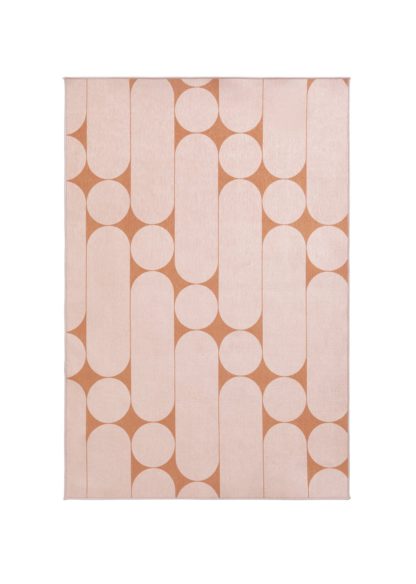 An Image of Habitat Geometric Cotton Rug - Orange - 120x170cm