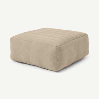 An Image of Gus Quilted Modular Floor Cushion, Oatmeal Cotton Slub