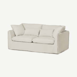 An Image of Kasiani 3 Seater Sofa Bed, Off-White Cotton & Linen Mix