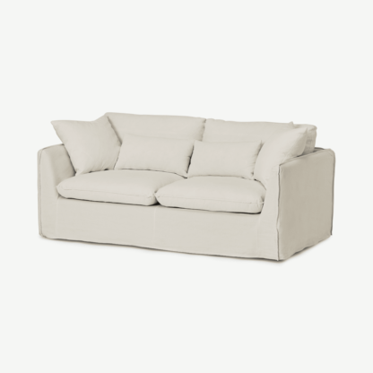 An Image of Kasiani 3 Seater Sofa Bed, Off-White Cotton & Linen Mix
