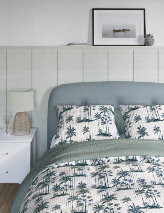 An Image of M&S Cotton Blend Palm Tree Bedding Set