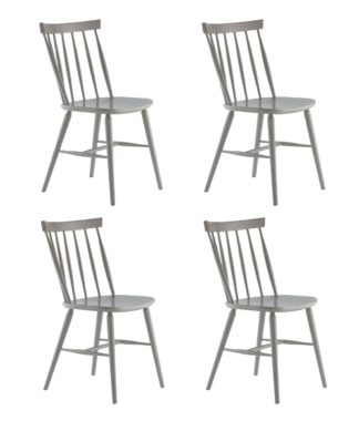 An Image of Habitat Talia 4 Solid Wood Dining Chairs - Warm Grey