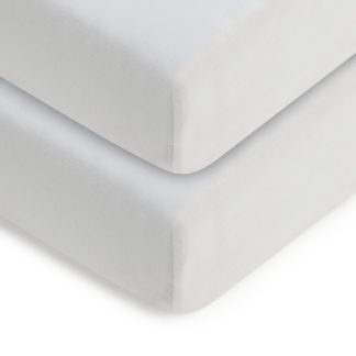 An Image of Habitat Kids Cotton Plain White 2 Pack Fitted Sheets - Cot