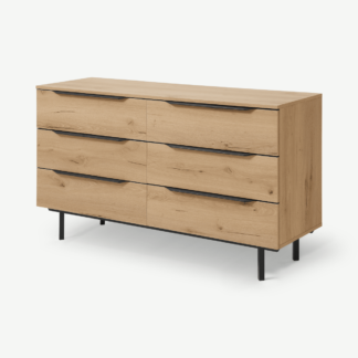 An Image of Damien Wide Chest of Drawers, Oak Effect & Black