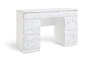 An Image of Habitat Jenson 6 Drawers Marble Dressing Table - White