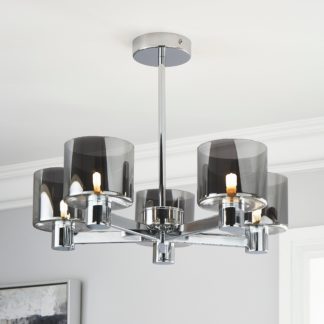 An Image of Erin Ceiling 5 Light Smoked Ceiling Fitting Chrome