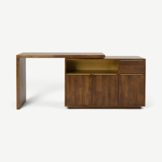 An Image of Anderson Swivel Desk, Mango Wood & Brass