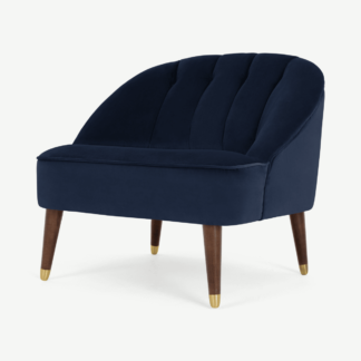 An Image of Margot Accent Armchair, Navy Blue Recycled Velvet