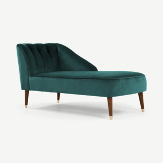 An Image of Margot Right Hand Facing Chaise Longue, Teal Recycled Velvet