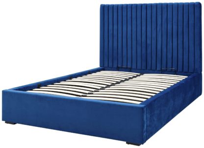 An Image of GFW Milazzo Double End Lift Ottoman Fabric Bed Frame - Blue