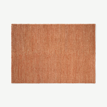 An Image of Mumbi Textured Rug, Extra Large 200 x 300 cm, Terracotta Wool & Jute