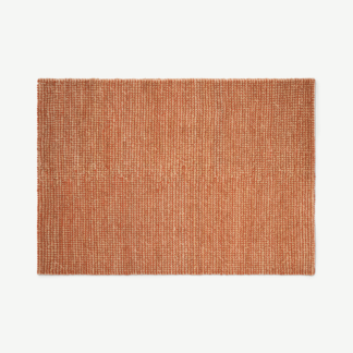 An Image of Mumbi Textured Rug, Large 160 x 230 cm, Terracotta Wool & Jute