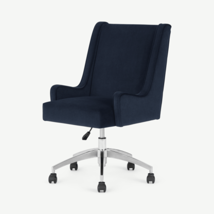 An Image of Higgs Office Chair, Monarch Blue Velvet