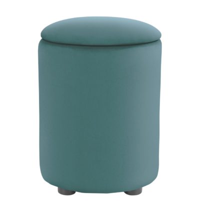 An Image of Habitat Emil Velvet Storage Stool - Teal