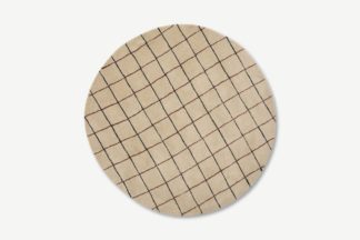 An Image of OYOY Living Design Grid Circle Rug, Off-White