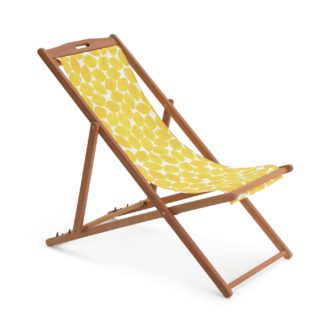 An Image of Habitat Wood Deck Chair - Lemons