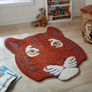 An Image of Terry Tiger Face Rug Orange