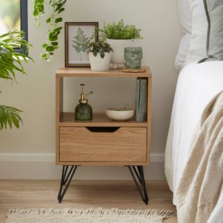 An Image of Bella Hairpin Leg Bedside Oak