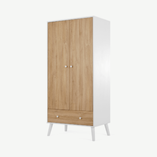 An Image of Larsen Double Wardrobe, Oak & White