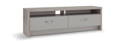 An Image of Habitat Venice 2 Drawer Large TV Unit - Grey